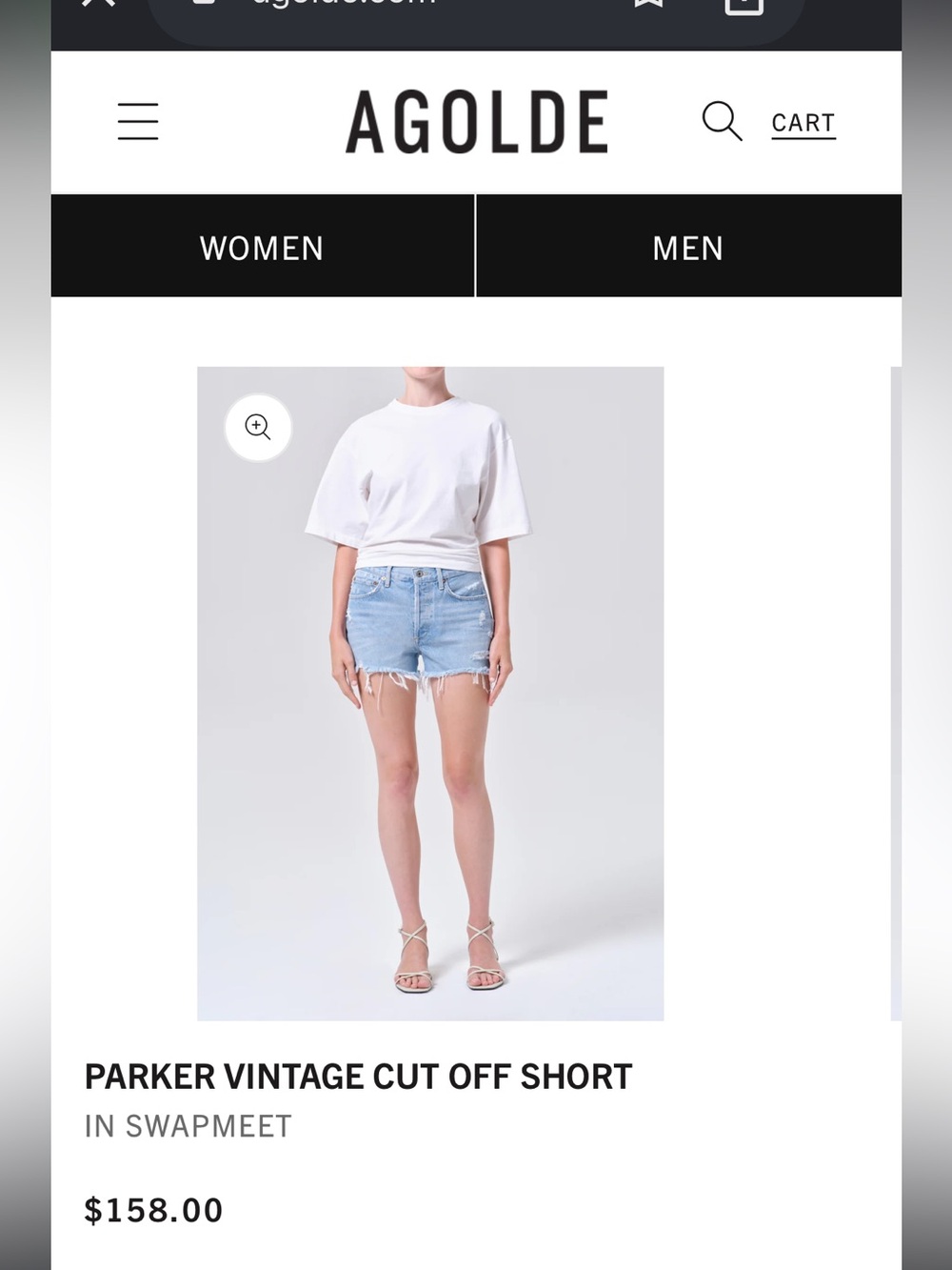 Agolde Parker jean shorts size 28